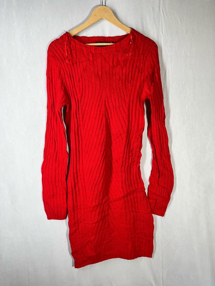 Red Knit Sweater Dress
