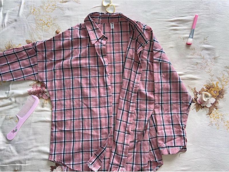 Pink Plaid Button Up