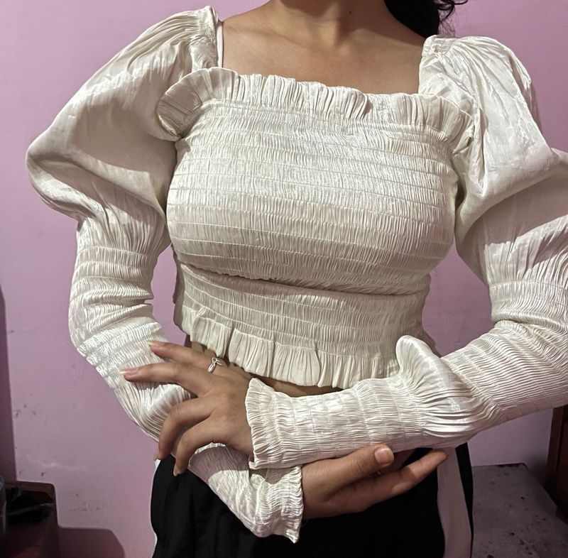 White Smocked Top