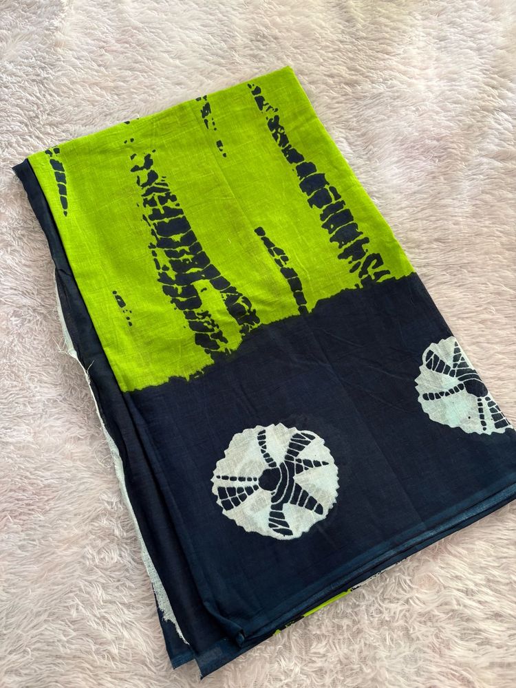 Green &amp; Black Pure Cotton Saree