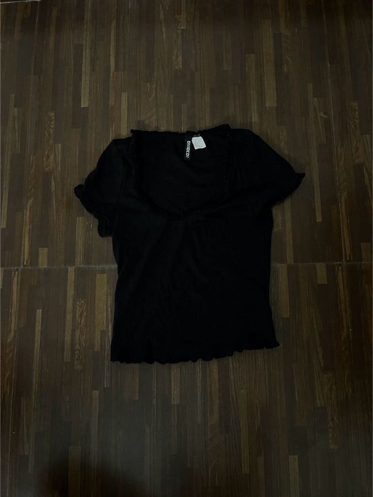 cute black ruffle top