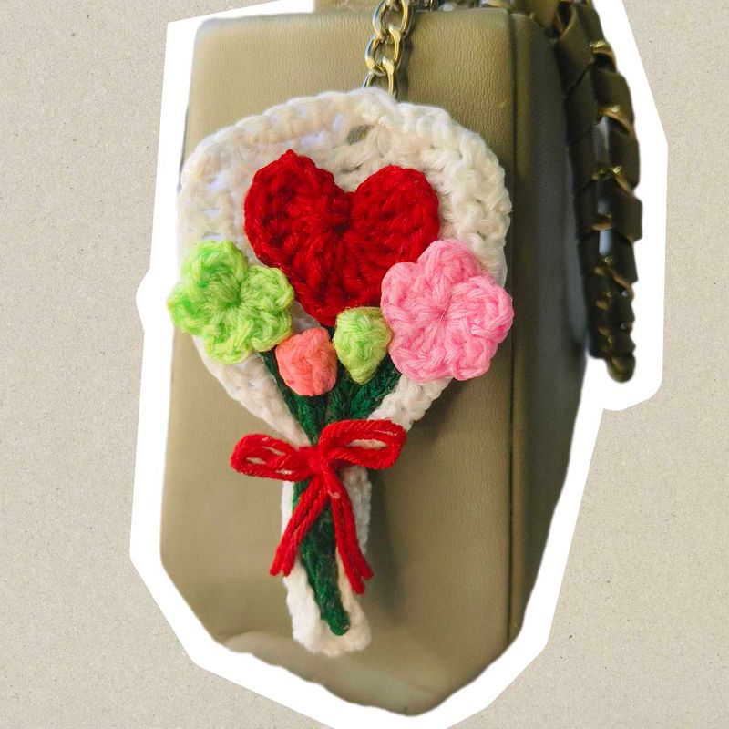 Crochet Love Bouquet Keychain
