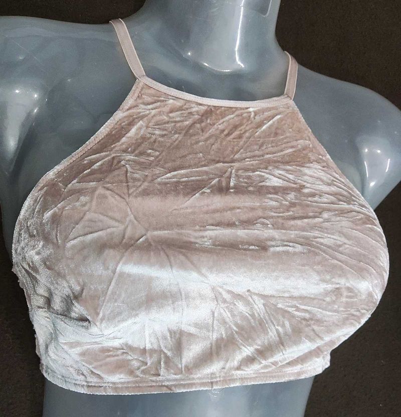 Velvet Halter Bra Top