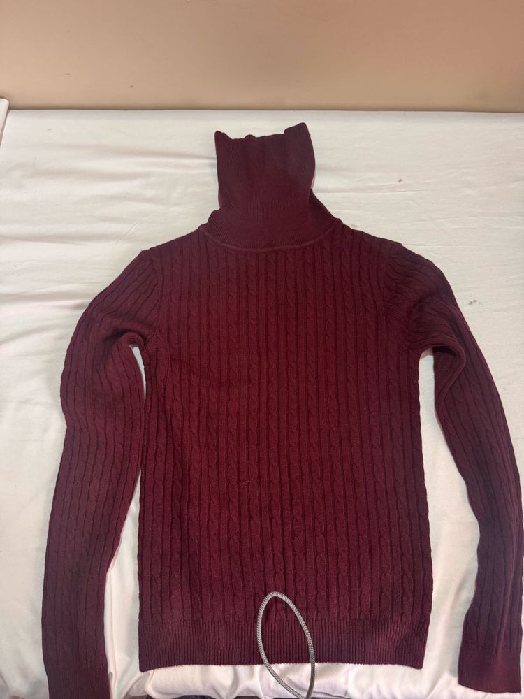Burgundy Turtleneck Sweater
