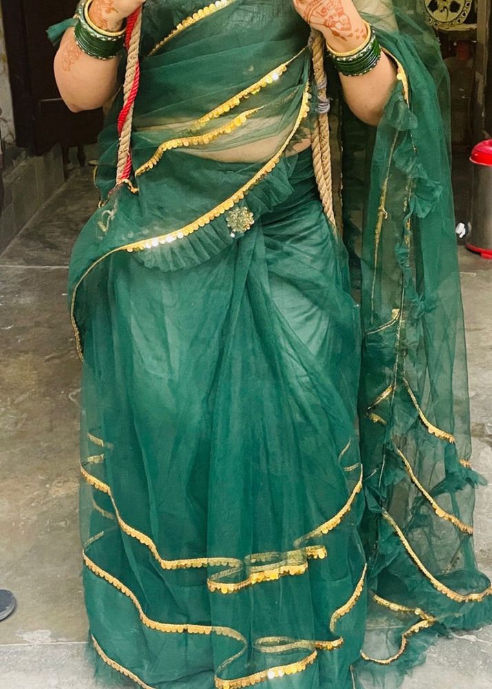 Elegant Green Saree With blouse
