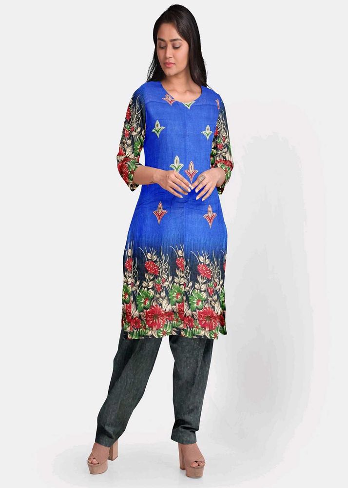 Floral Blue Kurta Unstitched