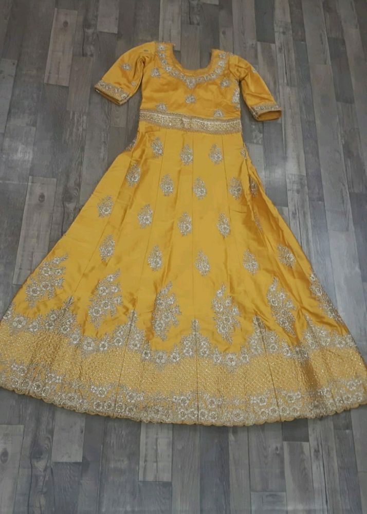 Elegant Yellow Embroidered Anarkali Gown
