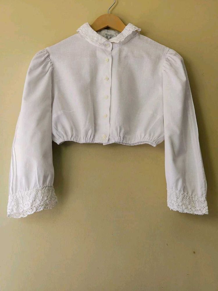 Vintage White Cropped Blouse