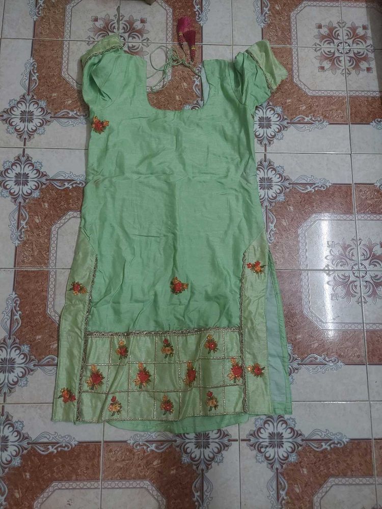 Light Green Embroidered Kurti