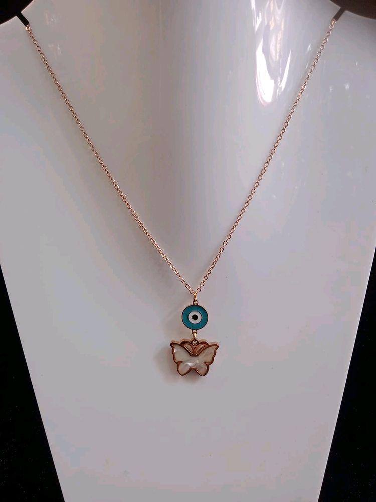 EVIL EYE BUTTERFLY NECKLACE 2 Side locket