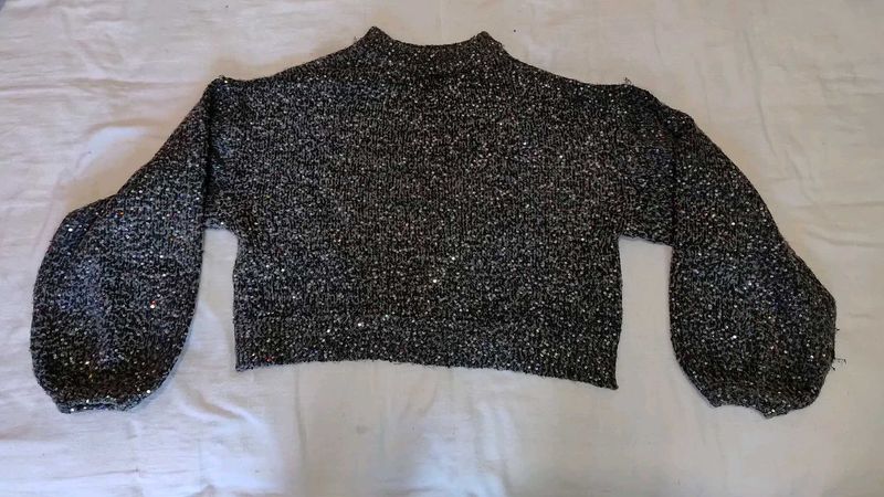 Sparkly Black Crop Top