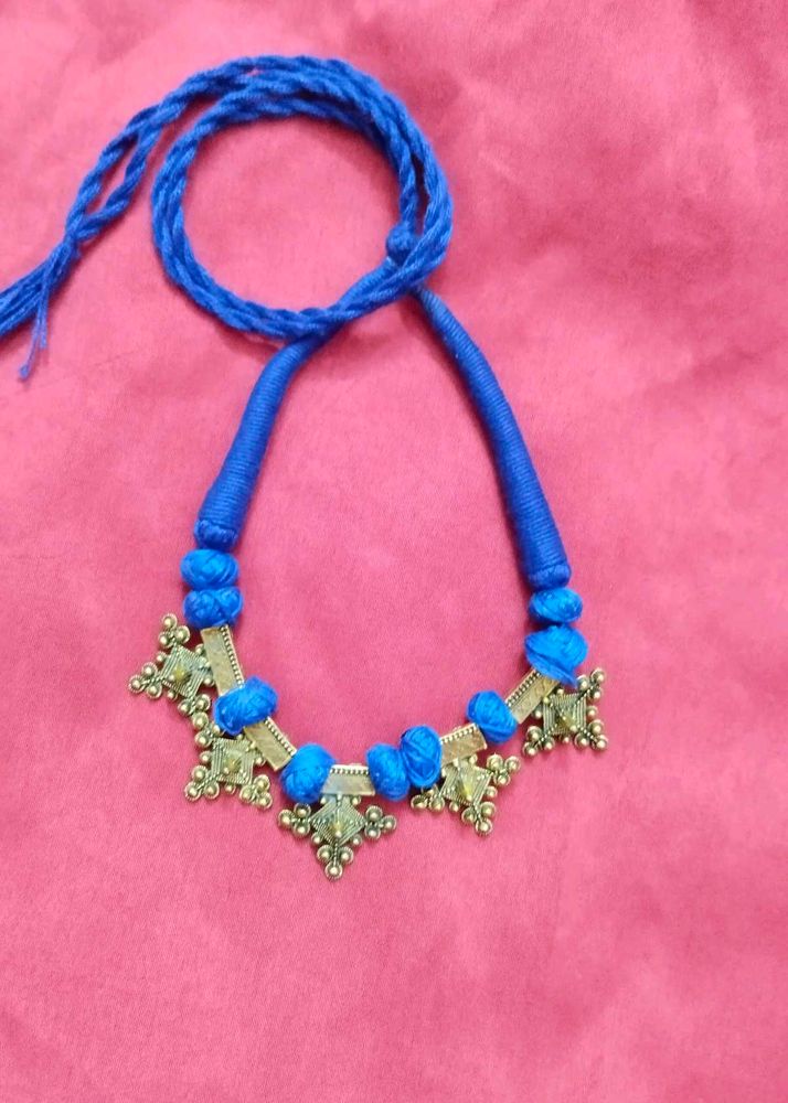 Blue Thread Necklace
