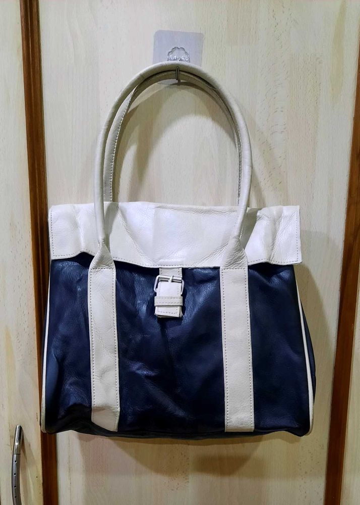 Two-Tone Leather Tote Bag