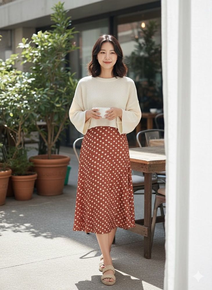 Polka Dot Midi Skirt