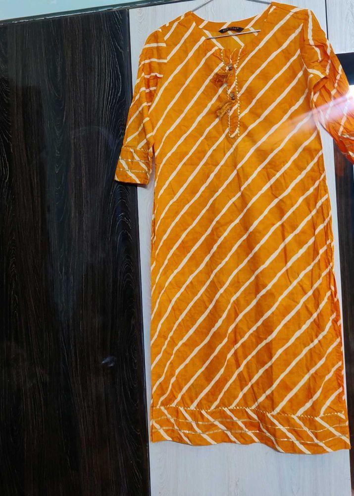 Orange Kurta With Gota Patti