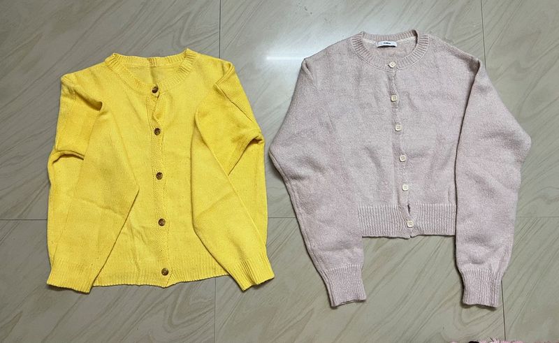 Cardigan Set - Yellow &amp; Pink