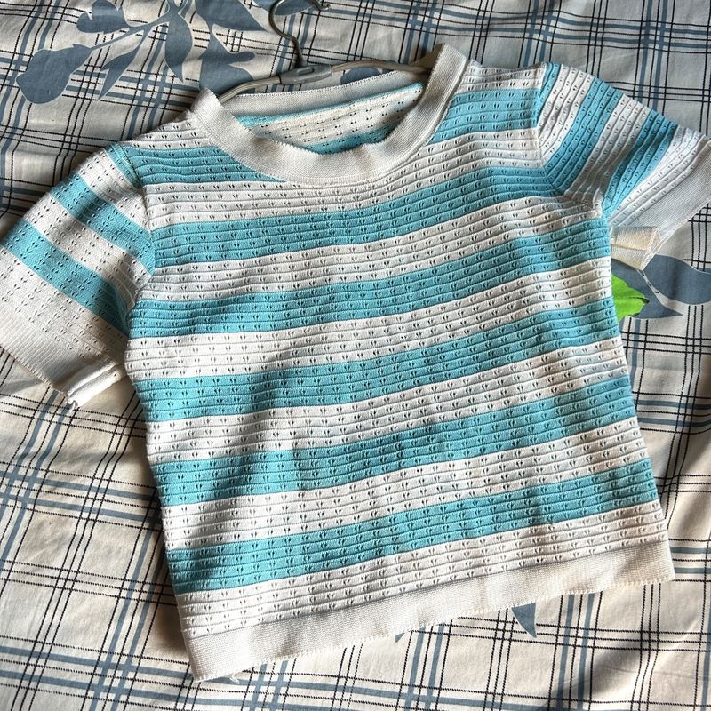Striped Knit Short Sleeve Top