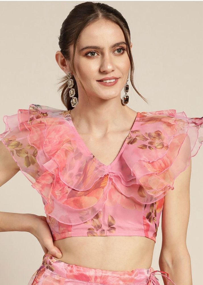 Floral Ruffle Blouse and Skirt