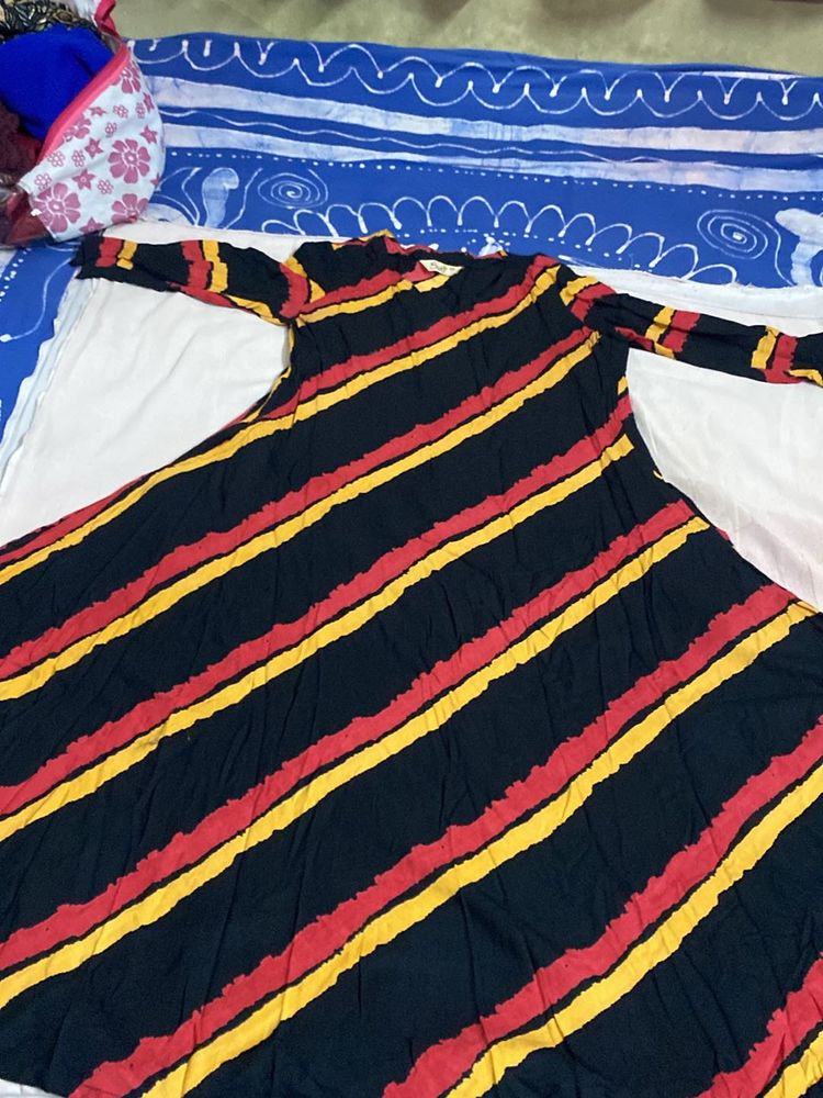 Bandhej Print Long 3qtr Slv Dress