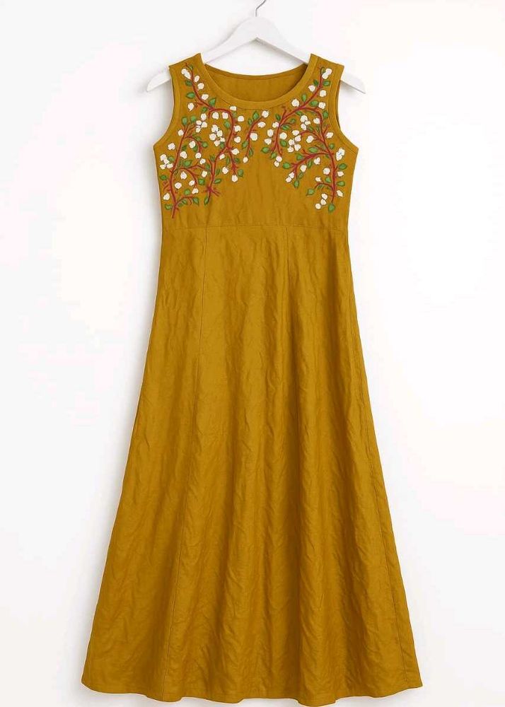 Mustard Yellow Sleeveless Anarkali