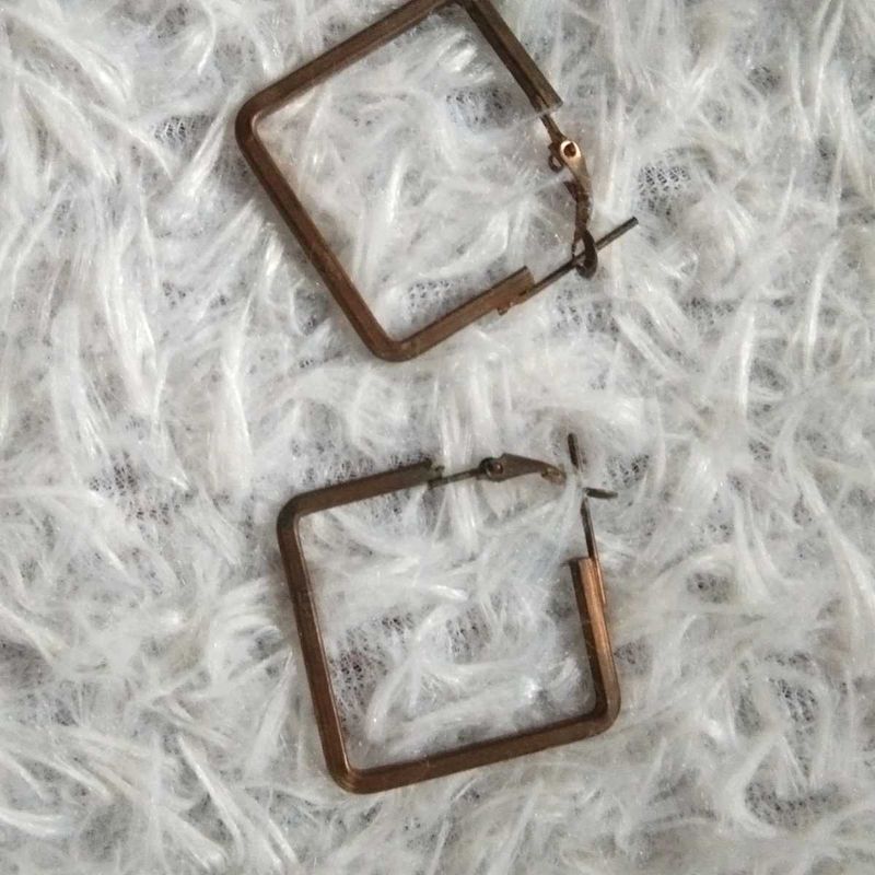 Stylish Copper Coloured Square Hoop Earrings