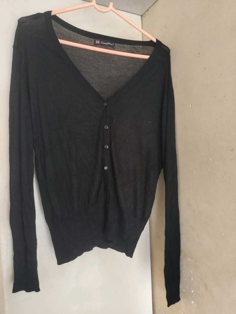 Black Button-Down Cardigan