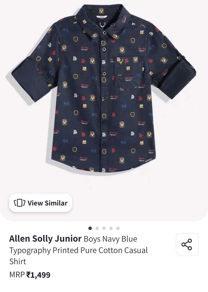 Boys Navy Print Shirt