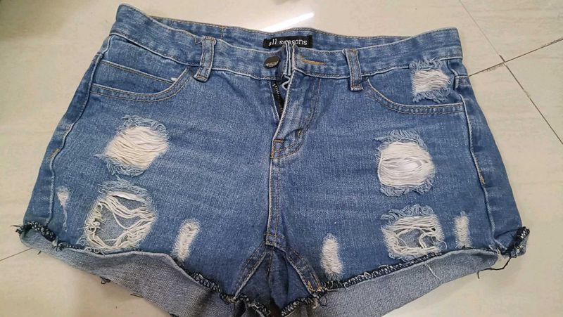 Distressed Denim Shorts