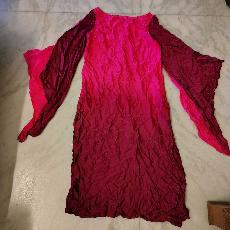 Ombre Silk Kurti with Designer Sleevesb
