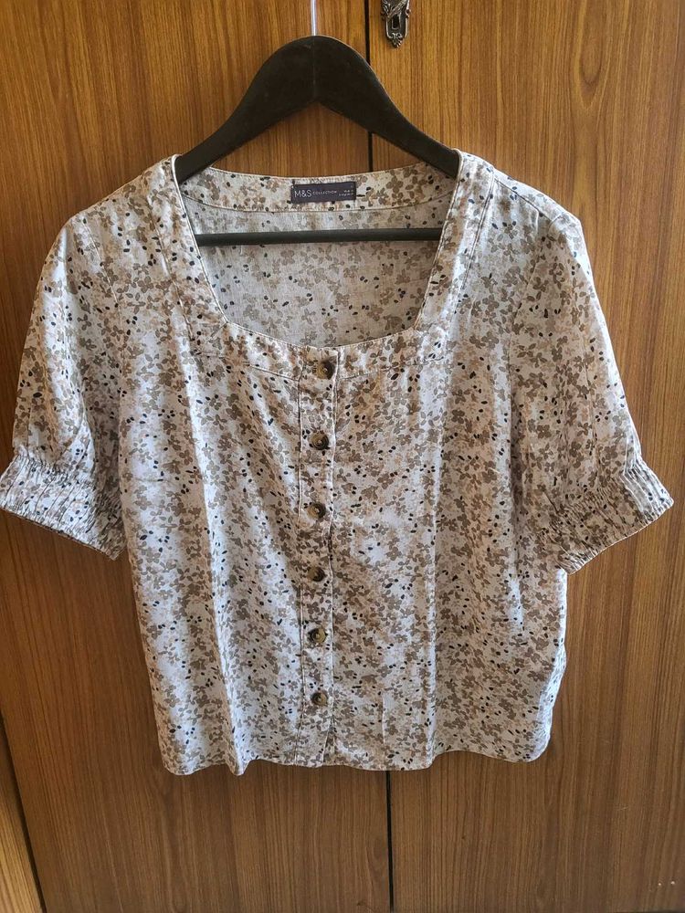 Floral Button-Up Short Sleeve Top