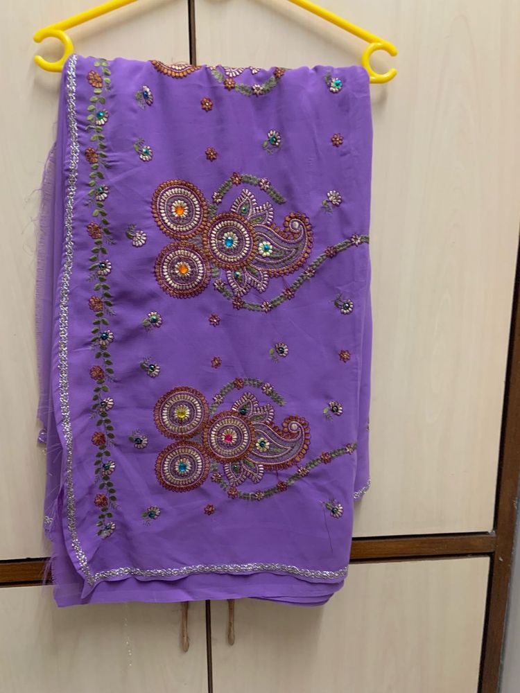 Designer Purple Saree with blouse piece