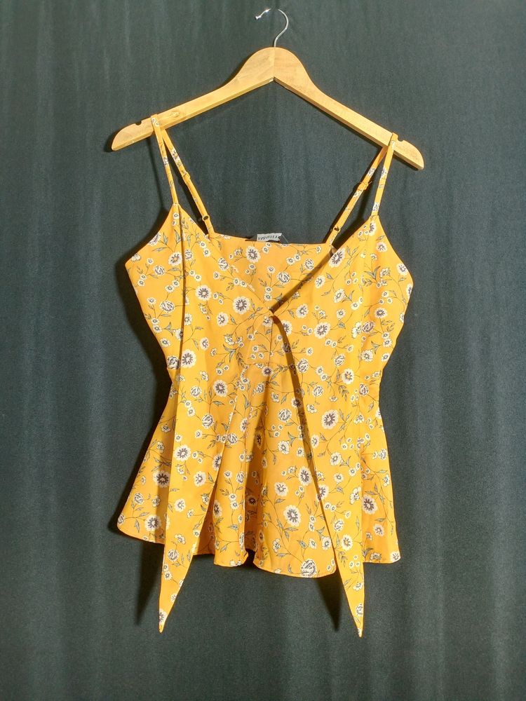 Faballey Yellow Floral Printed Western Top(women&#39;s)