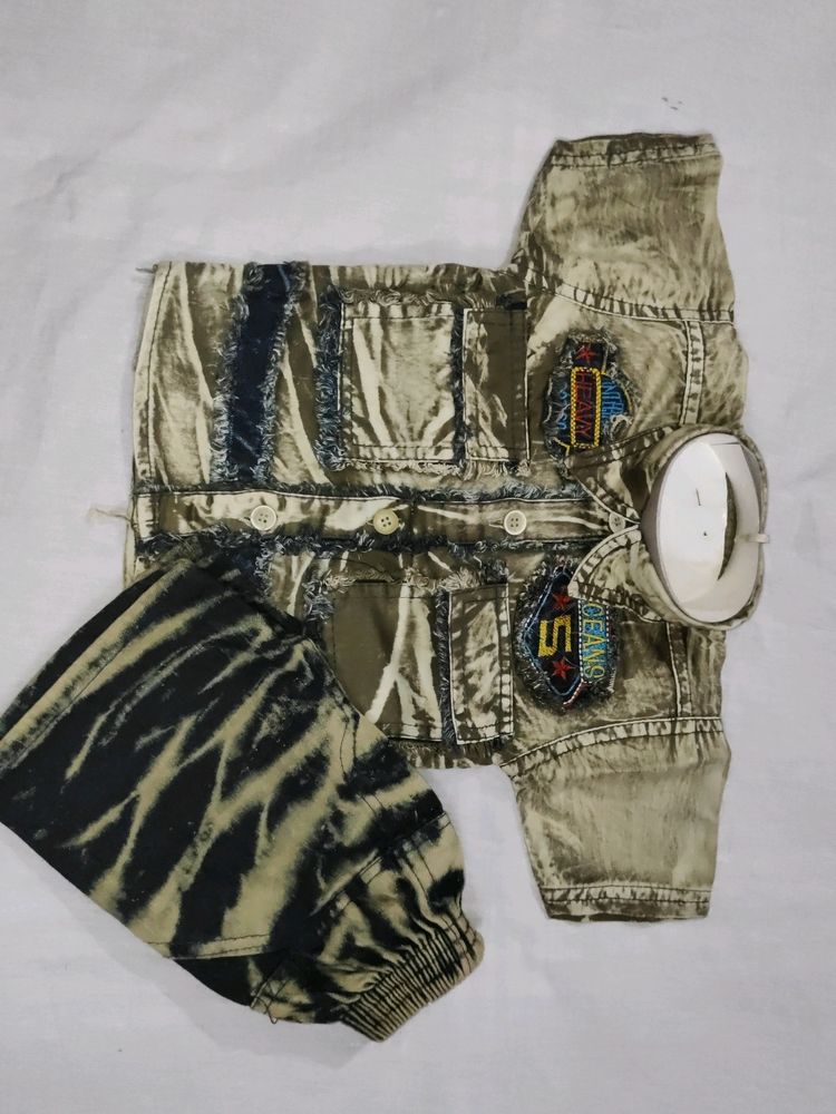 Baby Boy Cloth Set Army Print