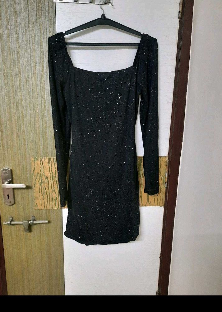 Sparkly Black Bodycon Mini Dress