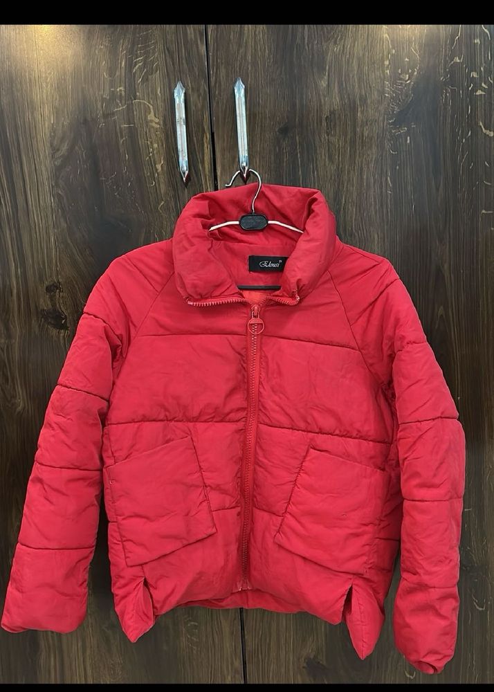 Crop Red Puffer Jacket