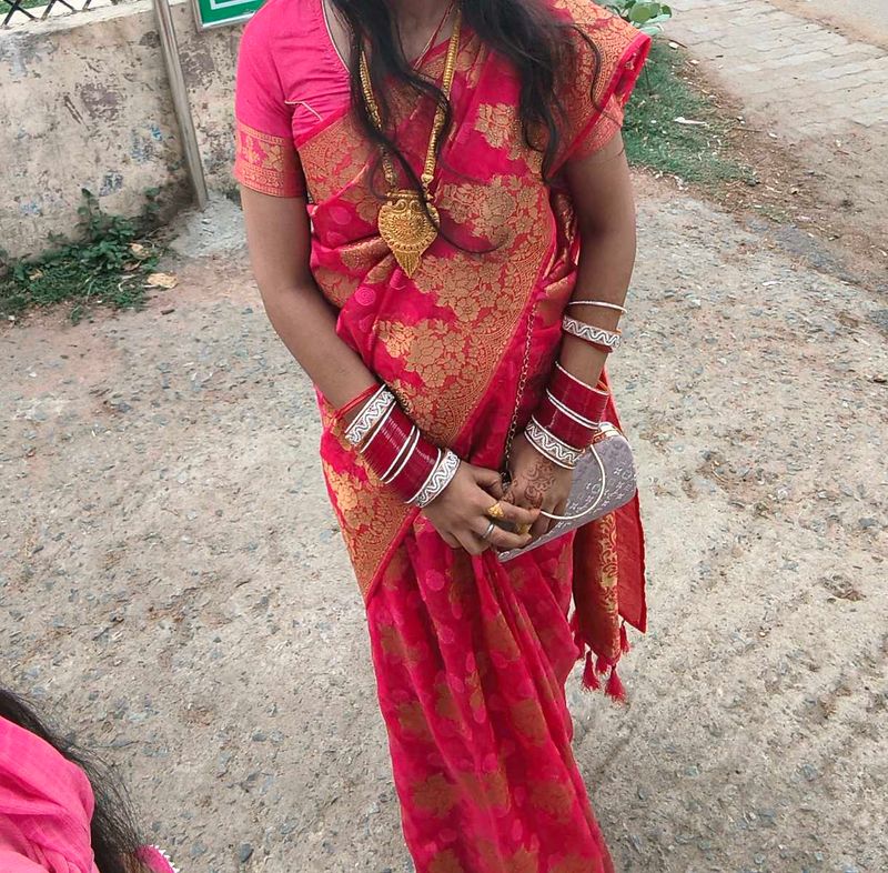 Elegant Pink organza Saree