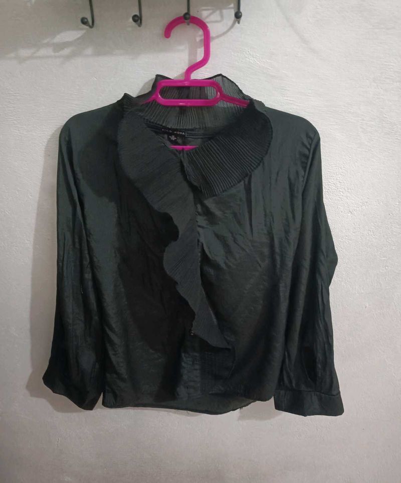 Black Ruffle shirt for women