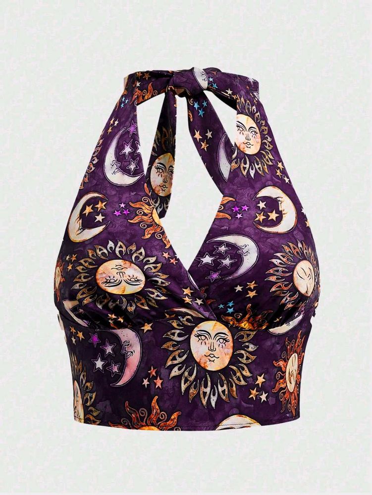 Sun &amp; Moon Halter purple Top