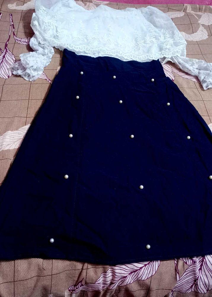 Elegant Navy &amp; White Dress