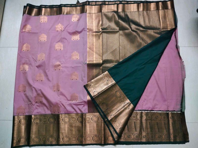 Elegant Pink &amp; Green Saree