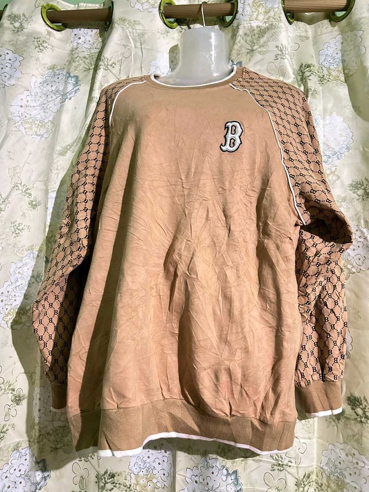Beige Patterned Sweatshirt