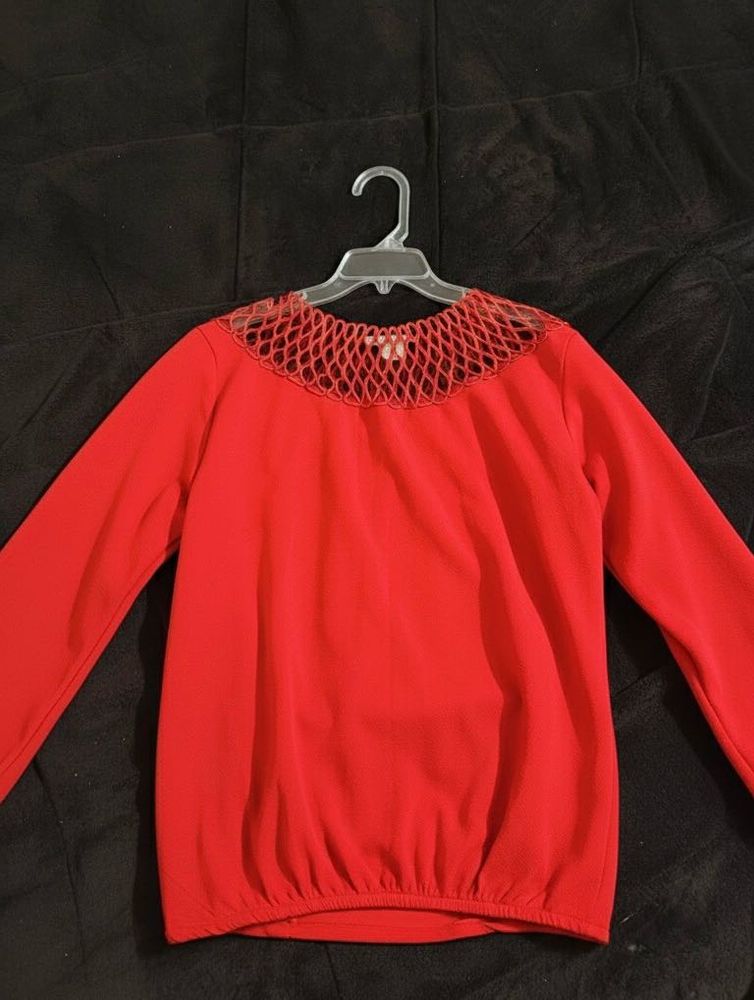 Red Long Sleeve Top