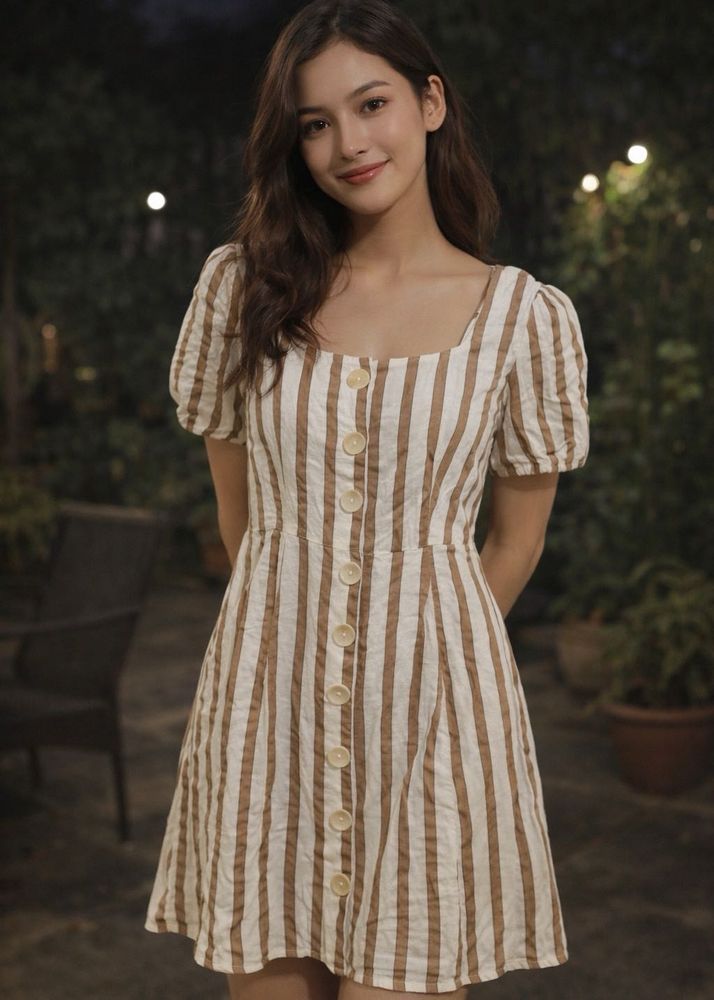 Striped Button-Down Mini Dress