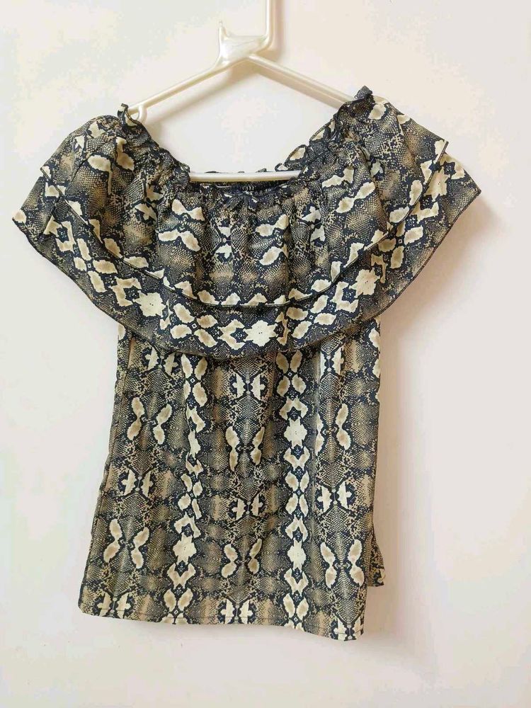 Cheetah Print Off Shoulder Top