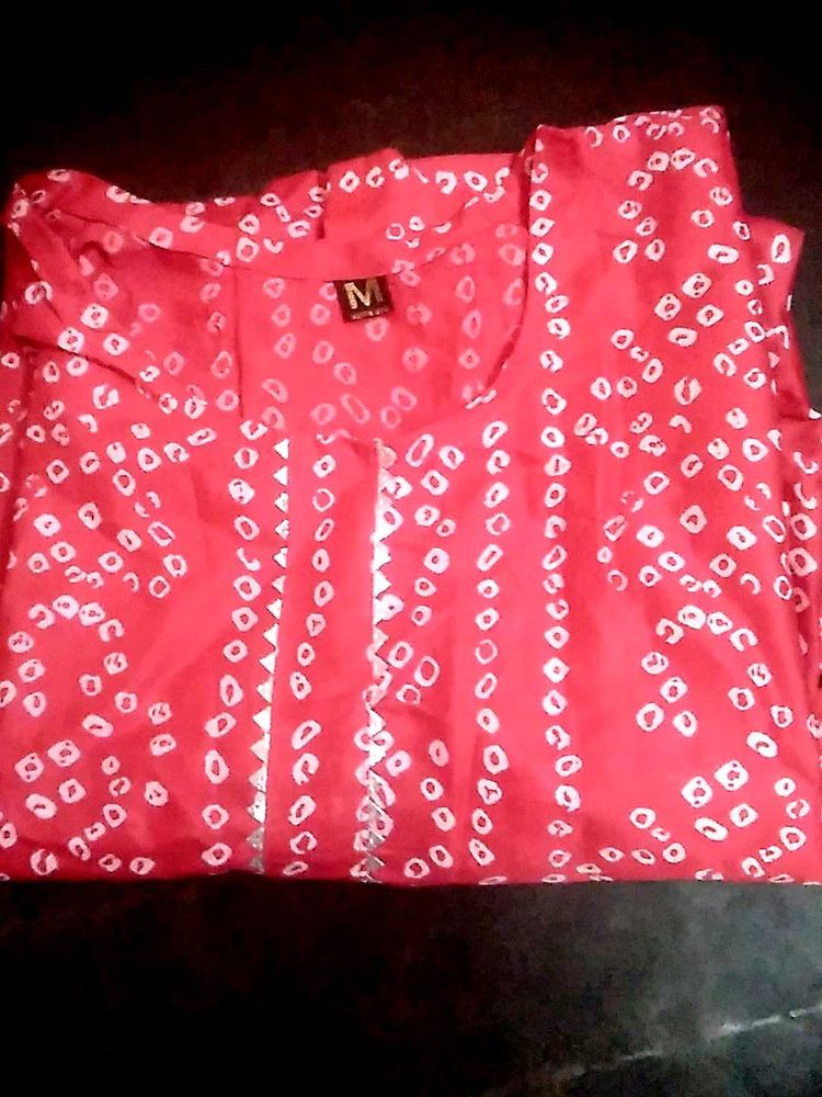 Red Bandhani Kurta