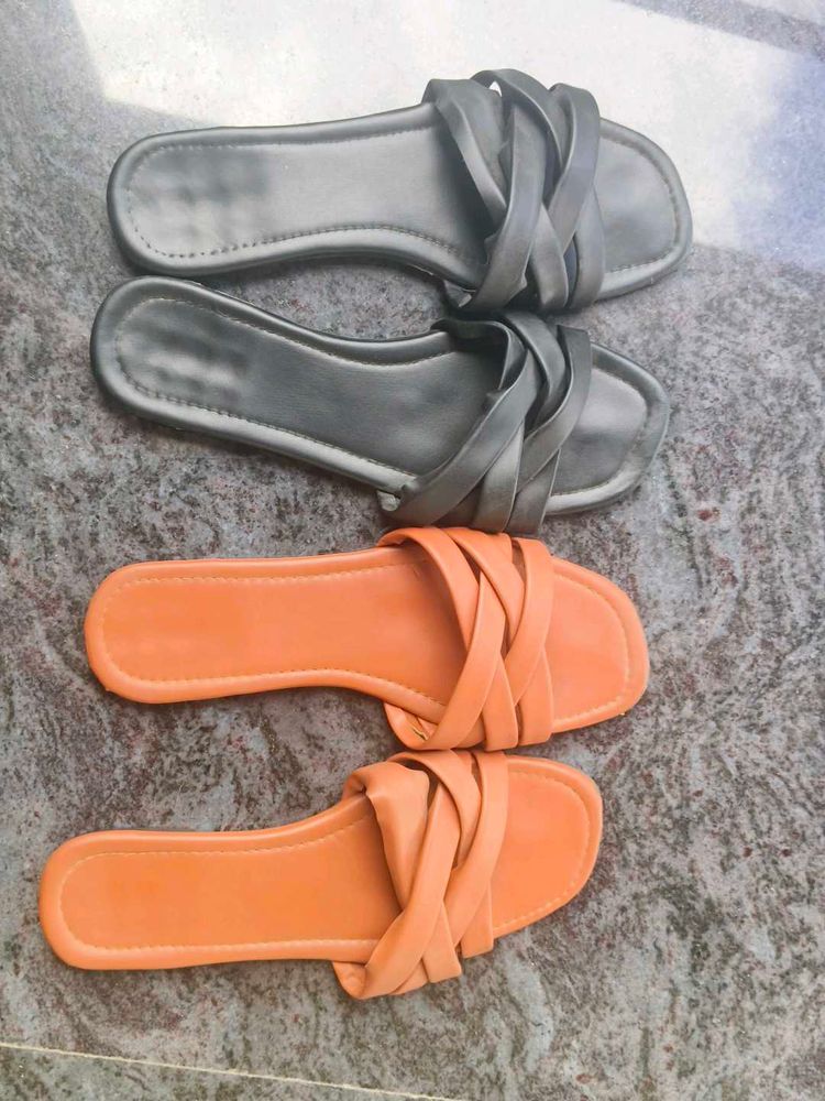 Black And Orange Flipflops