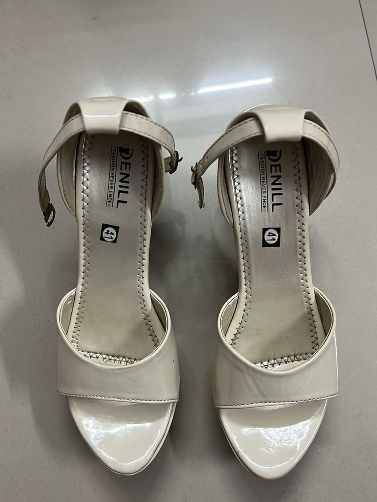 White Denill Heels - Size 41