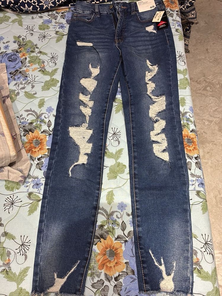 Distressed Denim Jeans - Size 4R