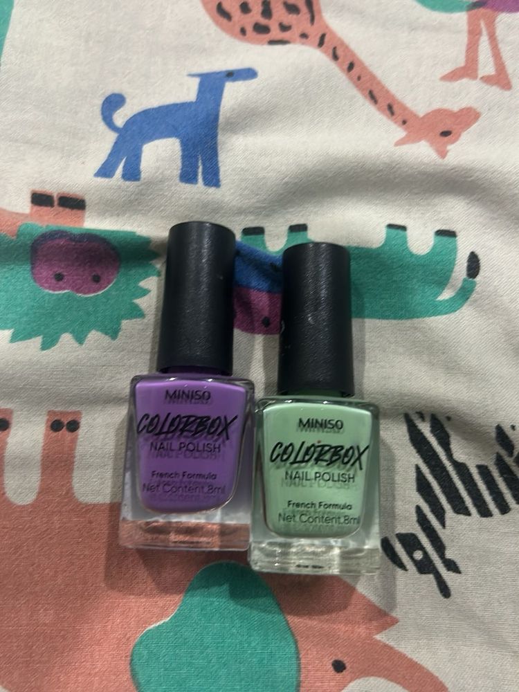 Miniso Nail Polish Set - Purple &amp; Mint