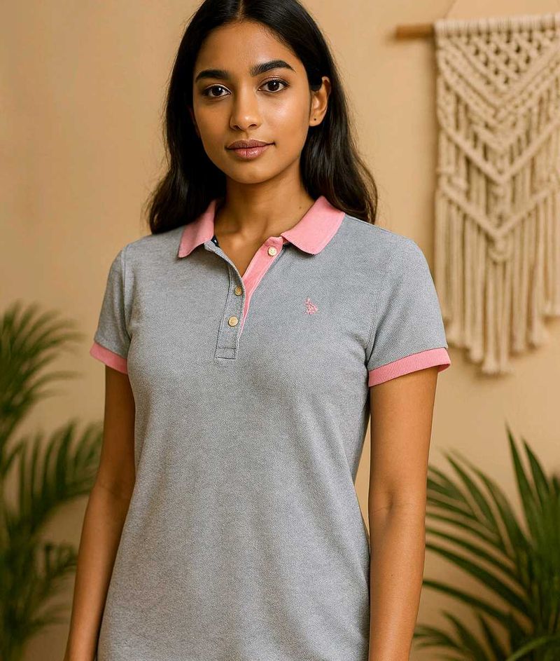 🎄Buy 1, Get 1 Free🎁Size S/ M Cute Grey Polo Top
